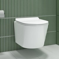 Wall Hung Rimless Toilet with Slim Soft Close Seat - Newport Wall Hung Rimless Toilet with Slim Soft Close Seat - Newport