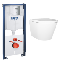 Wall Hung Rimless Short Projection Toilet Grohe Cistern and Frame - Newport Wall Hung Rimless Short Projection Toilet Grohe Cistern and Frame - Newport