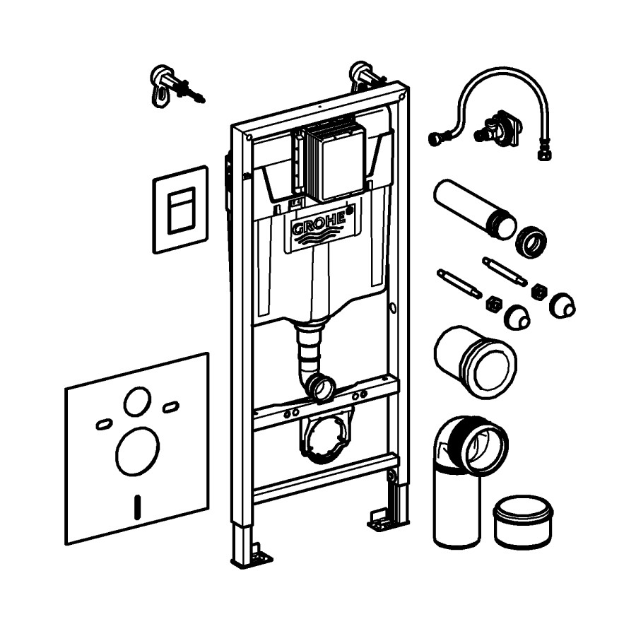 Wall Hung Rimless Short Projection Toilet Grohe Cistern and Frame - Newport