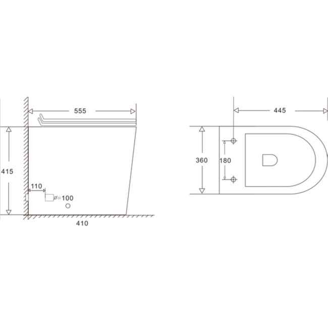 Grade A1 - Back to Wall Rimless Toilet with Soft Close Seat - Newport