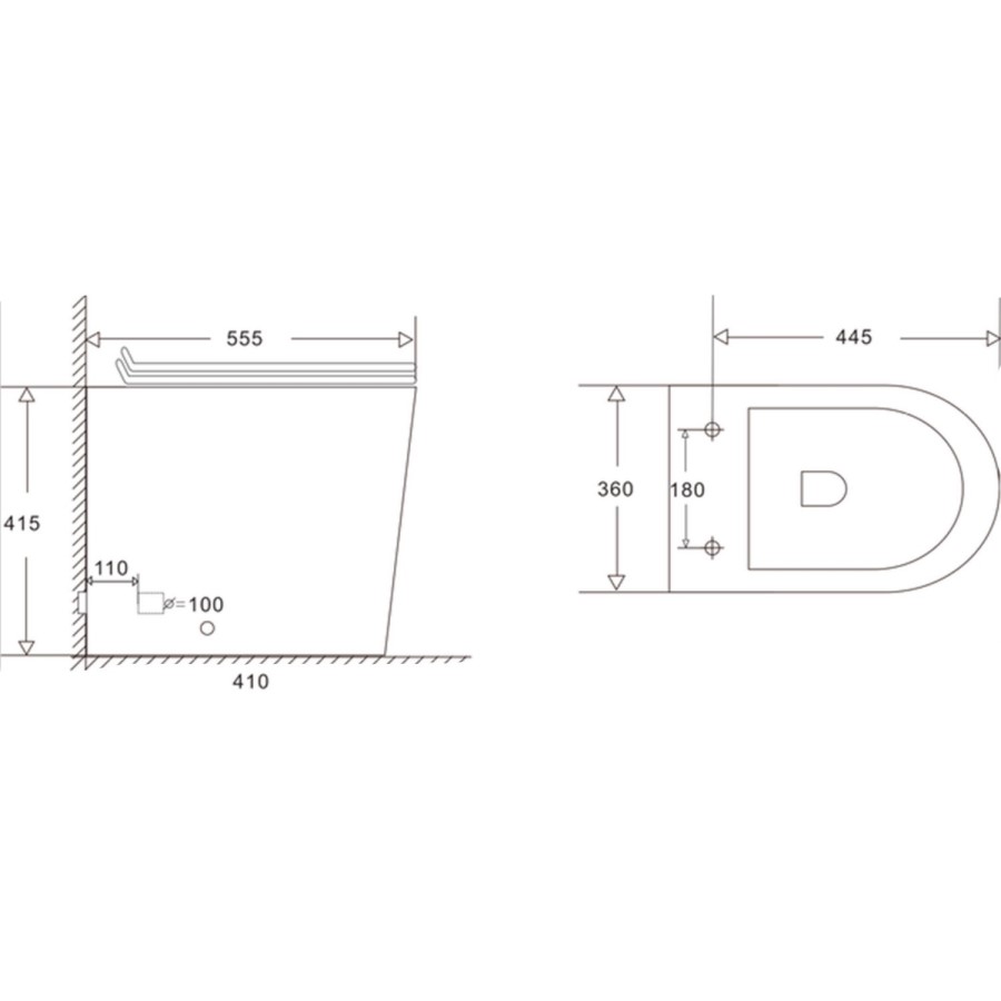 Grade A1 - Back to Wall Rimless Toilet with Soft Close Seat - Newport