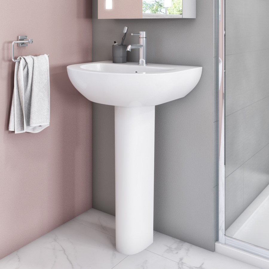 Grade A1 - Modern Pedestal Basin 550mm - Newport