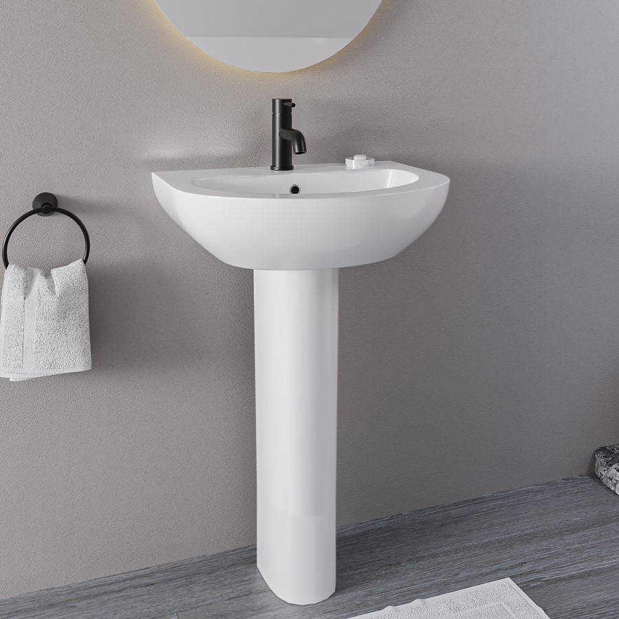 Grade A1 - Modern Pedestal Basin 550mm - Newport