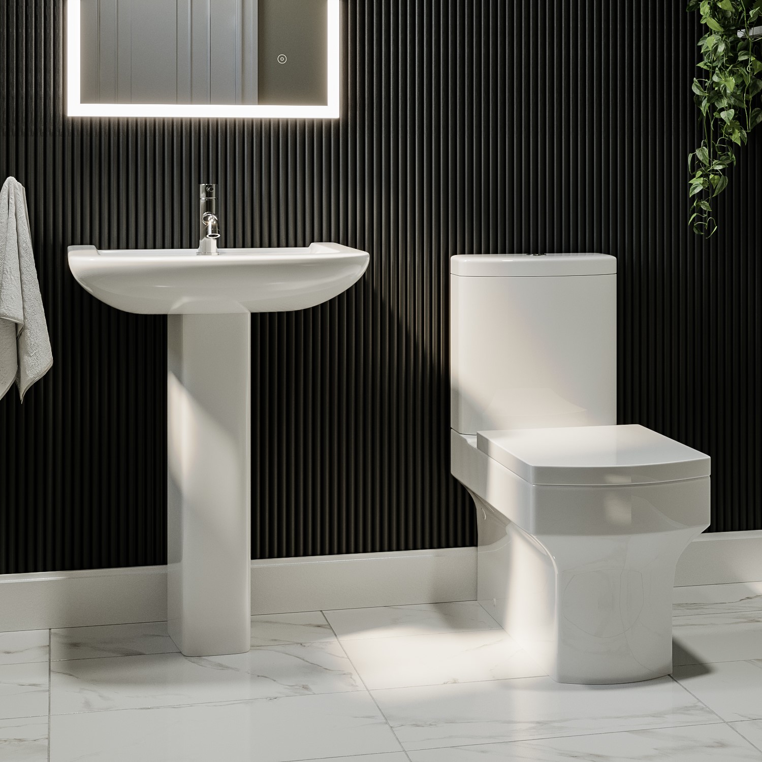 Ashford White Rimless Close Coupled Toilet And Basin Suite