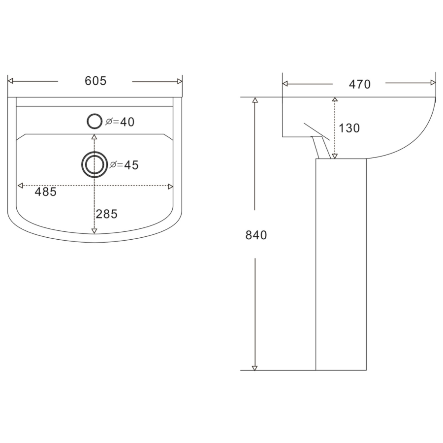 Rimless Close Coupled Toilet and Basin Suite - Ashford