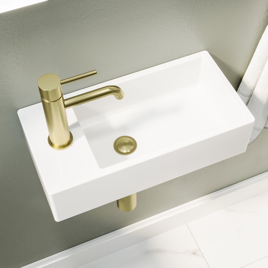 Close Coupled Toilet and Left Hand Wall Hung Basin Cloakroom Suite - Ashford