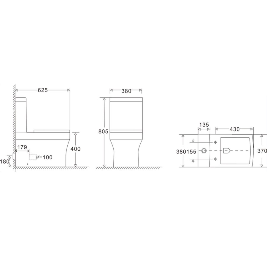 Close Coupled Toilet and Left Hand Wall Hung Basin Cloakroom Suite - Ashford