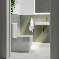 Close Coupled Toilet and Right Hand Wall Hung Basin Cloakroom Suite - Ashford