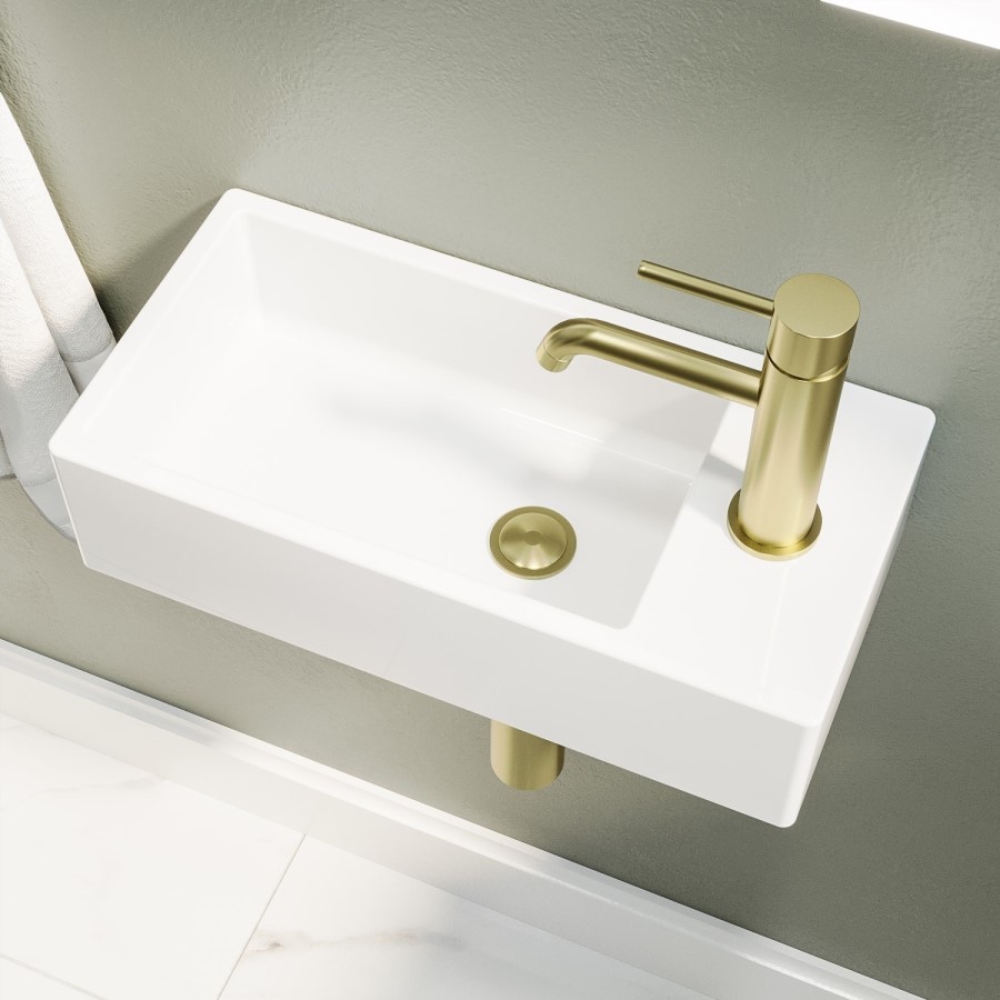Close Coupled Toilet and Right Hand Wall Hung Basin Cloakroom Suite - Ashford