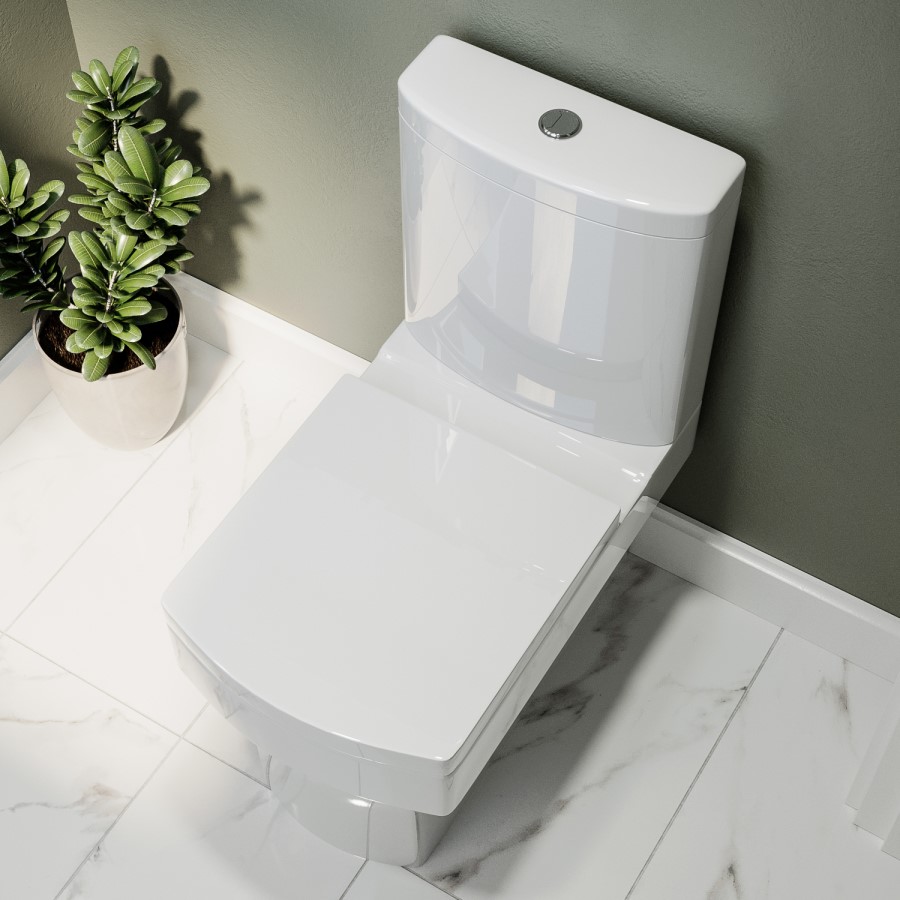 Close Coupled Toilet and Right Hand Wall Hung Basin Cloakroom Suite - Ashford