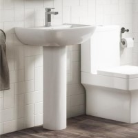 Grade A1 - Modern Pedestal Basin 605mm - Ashford