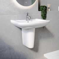 Modern Semi Pedestal Basin 605mm - Ashford Modern Semi Pedestal Basin 605mm - Ashford