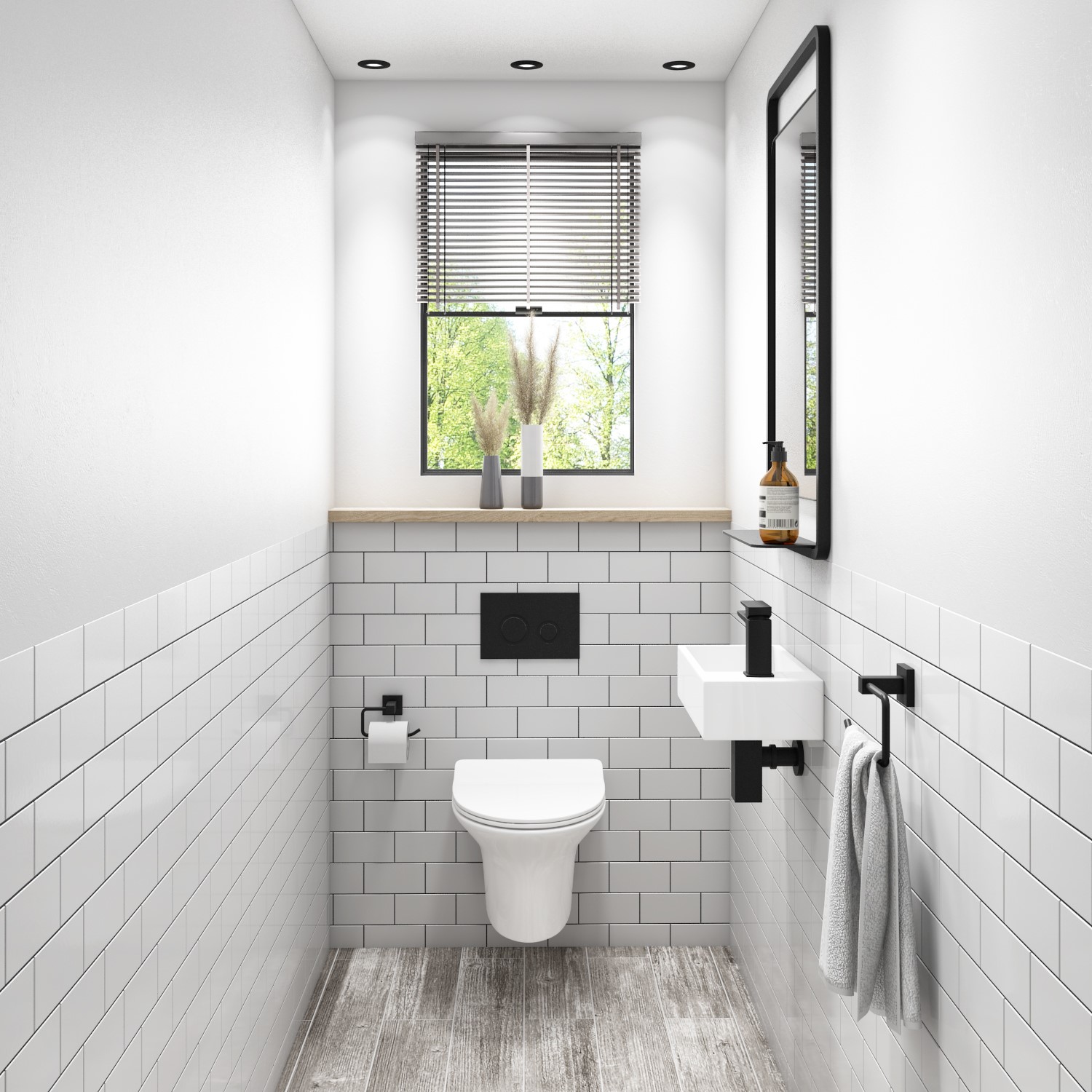 Cloakroom Suite with Right Hand Basin Wall Hung Toilet & Soft Close Seat