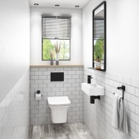 Cloakroom Suite with Left Hand Basin, Wall Hung Rimless Toilet & Soft Close Seat