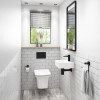 Cloakroom Suite with Basin, Wall Hung Rimless Toilet &amp; Soft Close Seat