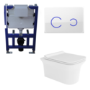 Santiago Wall Hung WC, Soft Close Seat, 820 Frame and White Glass Sensor flush plate