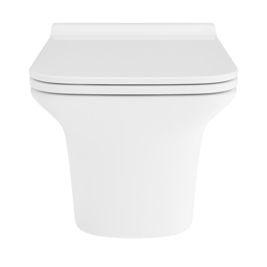 Santiago Wall Hung WC, Soft Close Seat, 820 Frame and White Glass Sensor flush plate