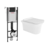 Grade A1 - Santiago Wall Hung WC Soft Close Seat Wirquin Compact WC Frame and Black Flush Plate