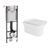 Santiago Wall Hung WC, Soft Close Seat, Wirquin Compact WC Frame and Chrome Flush Plate