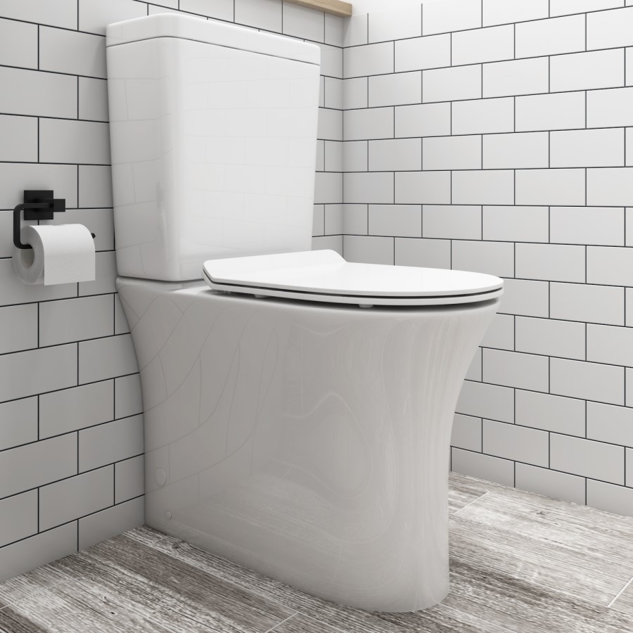 Grade A1- Close Coupled Rimless Comfort Height Toilet with Soft Close Slim Seat - Indiana