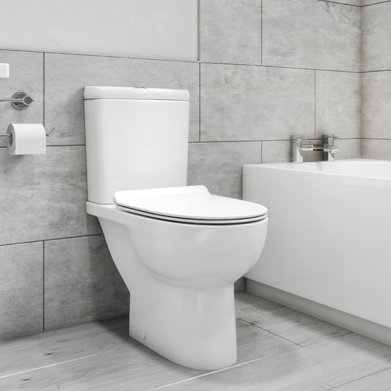 Buy Modern Toilet Close Coupled WC Soft Close Seat Short