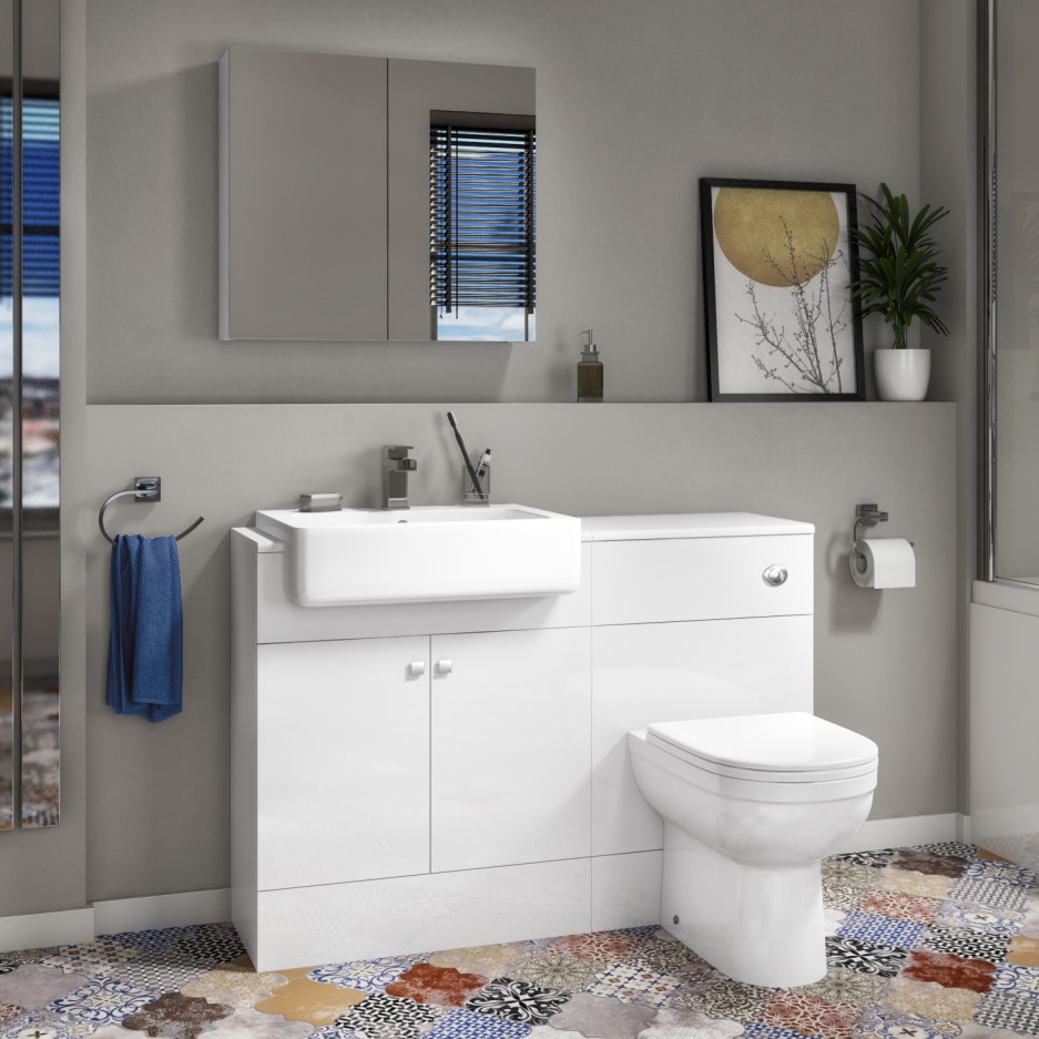 Harper Toilet and Basin Combination Unit 1167mm White Gloss Better