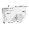 1500mm White Toilet and Sink Unit with Storage Unit and Round Toilet - Harper