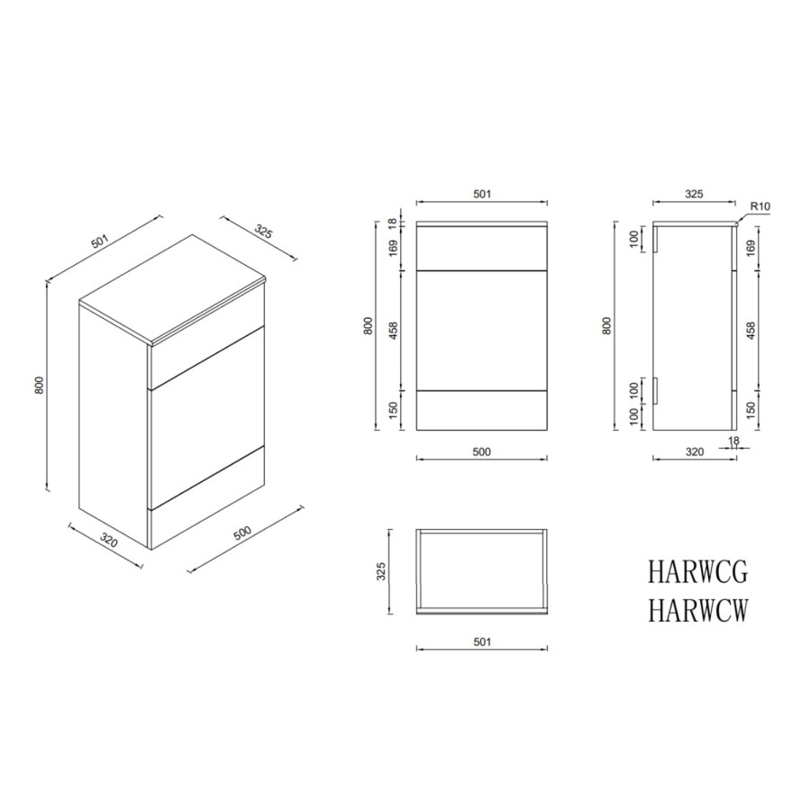 1500mm White Toilet and Sink Unit with Storage Unit and Round Toilet - Harper
