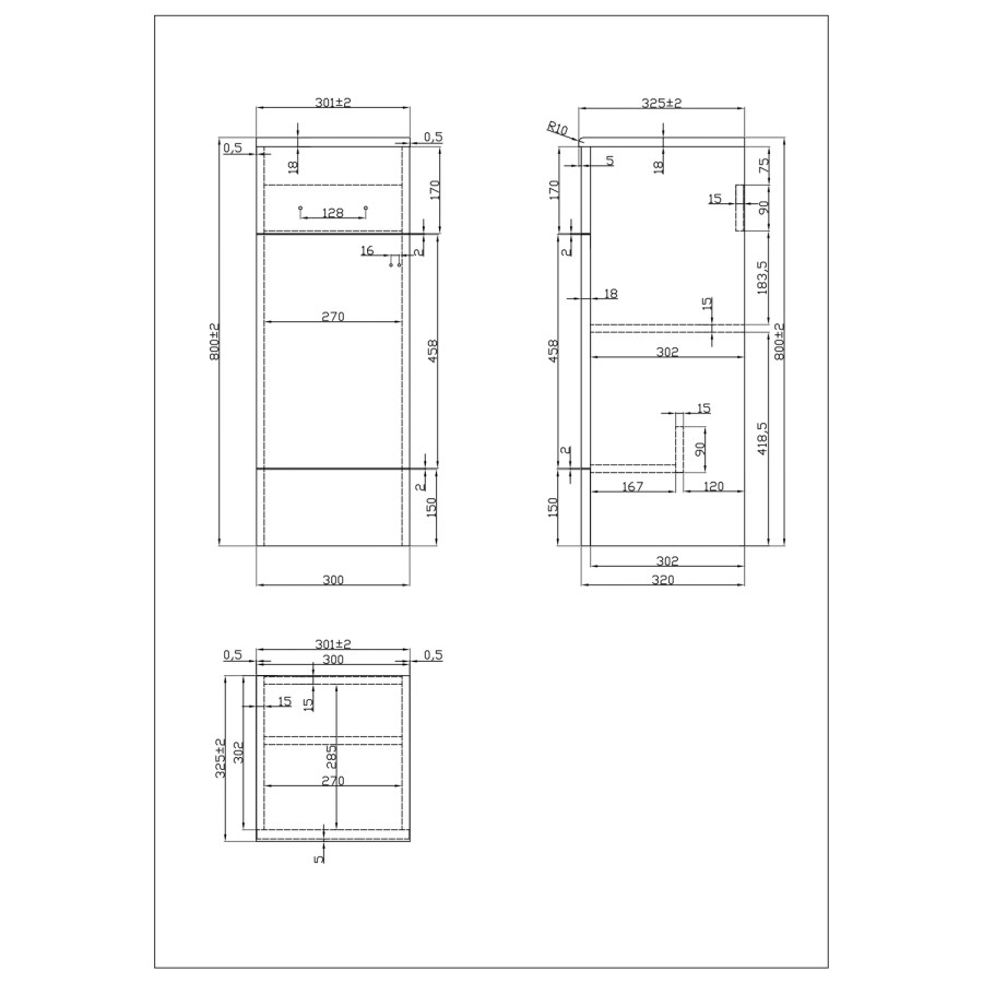 1500mm White Toilet and Sink Unit with Storage Unit and Round Toilet - Harper