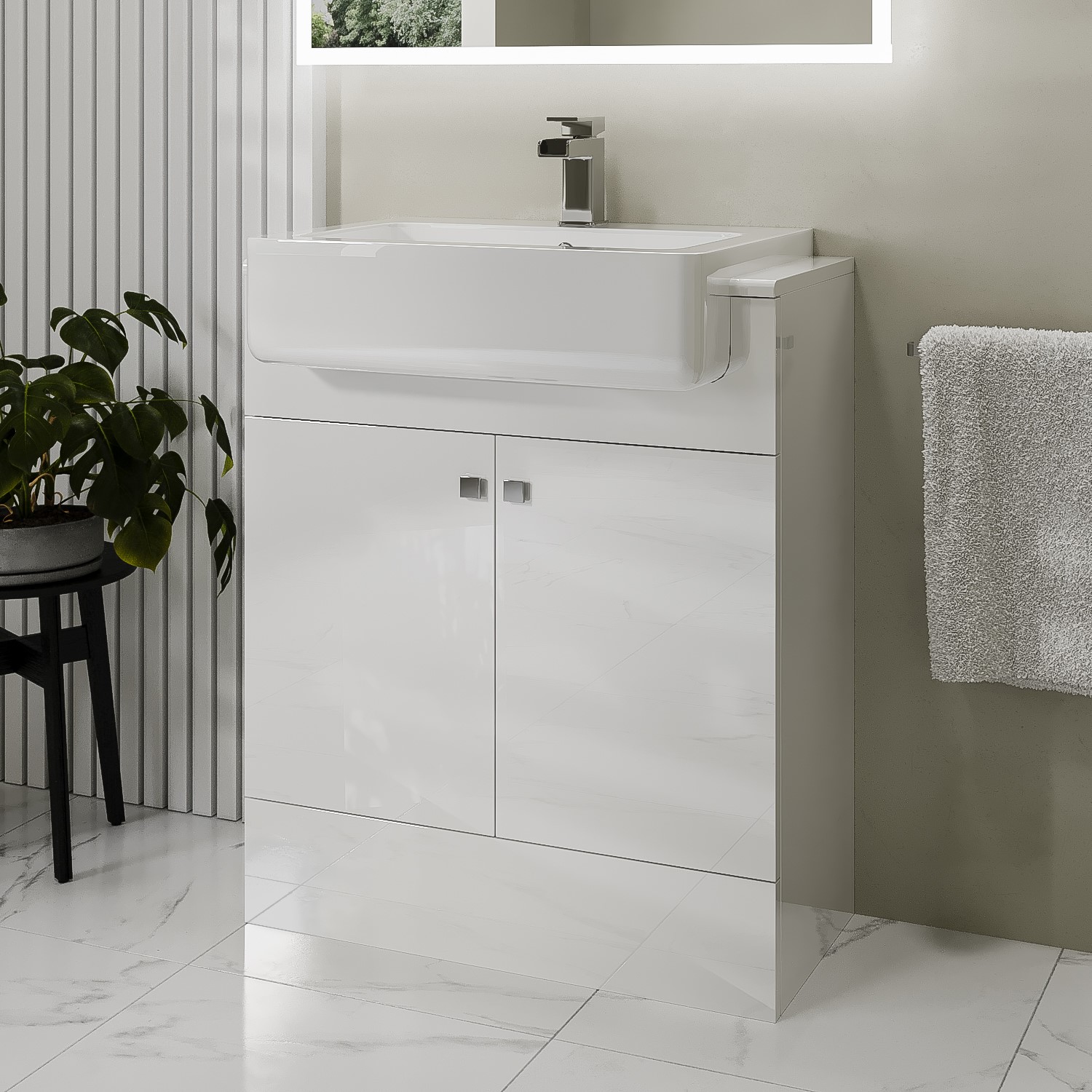 670mm White Freestanding Vanity Unit with Basin Harper Better Bathrooms