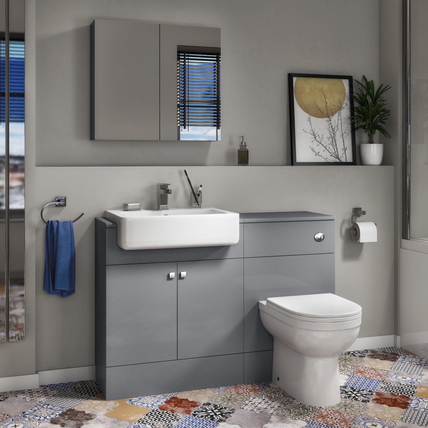Sink Unit With Round Toilet Harper, Bathroom Vanity Units With Toilet