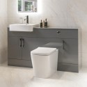 BUN/BeBa_25982/77050 1500mm Grey Toilet and Sink Unit with Storage Unit and Round Toilet - Harper