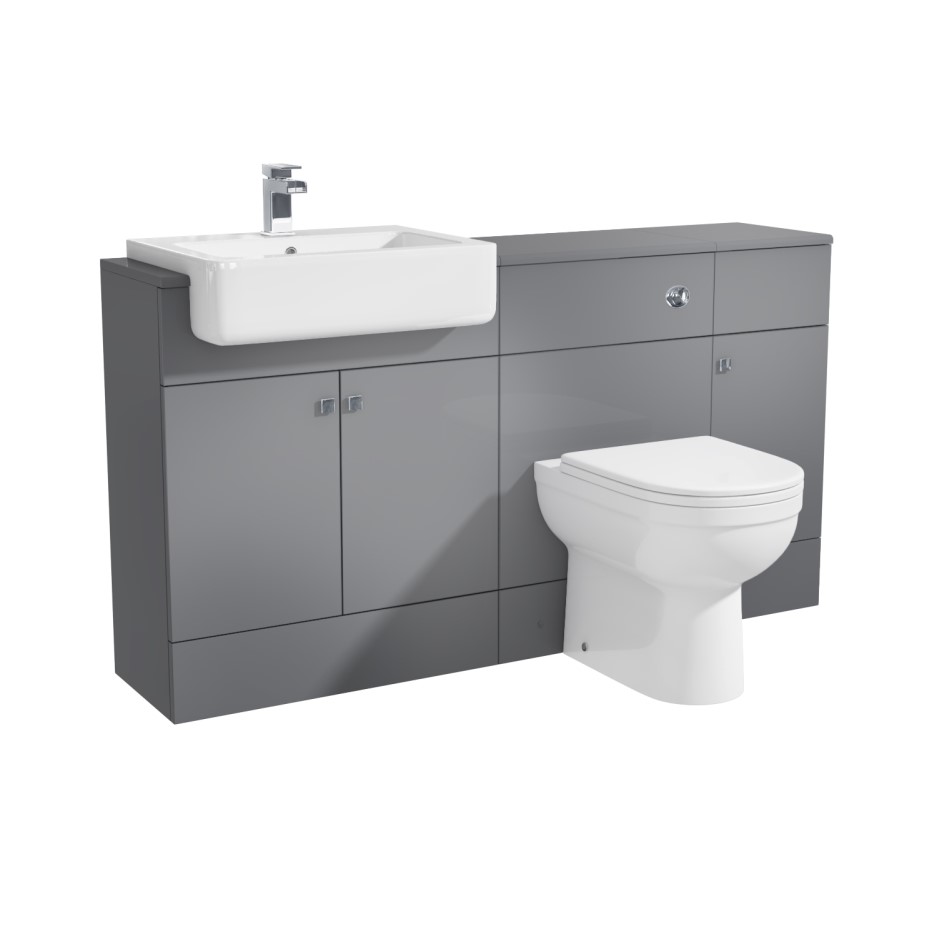 Harper Toilet Basin and Storage Combination Unit 1468mm Grey Lacquered Better Bathrooms