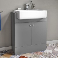 Grade A1 - 670mm Grey Freestanding Vanity Unit with Basin - Harper
