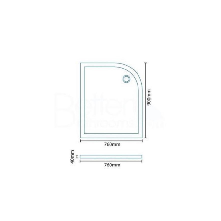 900 x 760mm Left Hand Offset Quadrant Shower Enclosure with Tray - Juno