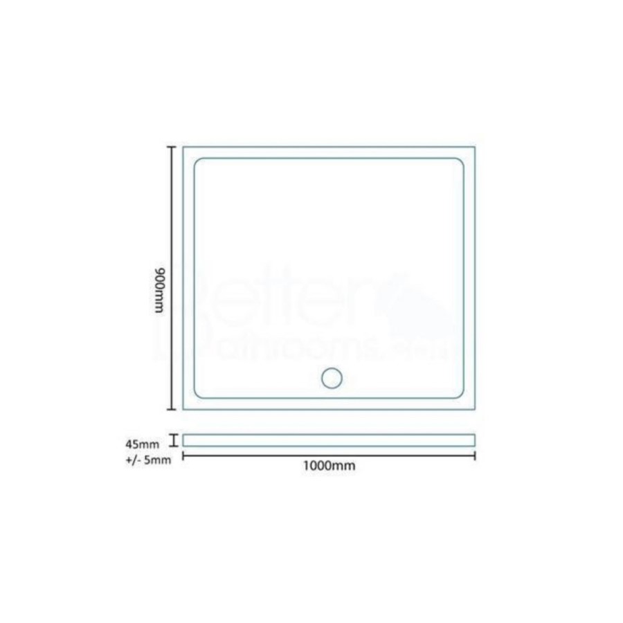 1000 x 900mm Rectangular Silding Shower Enclosure with Tray - Juno
