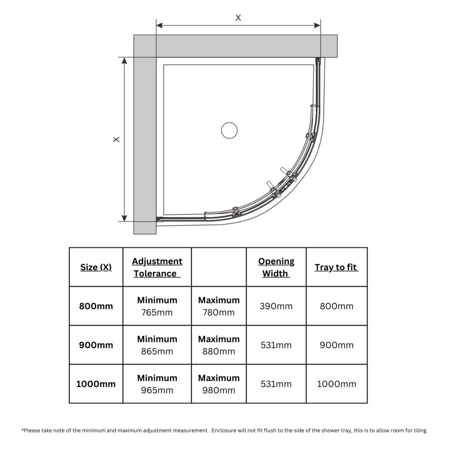 900mm Quadrant Shower Enclosure- Pavo