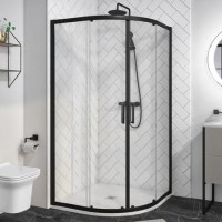 900mm Black Quadrant Shower Enclosure with Shower Tray- Pavo