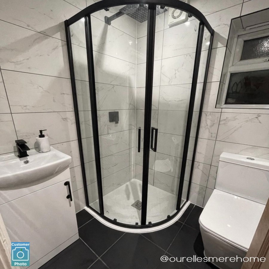 800mm Black 8mm Glass Quadrant Shower Enclosure - Pavo
