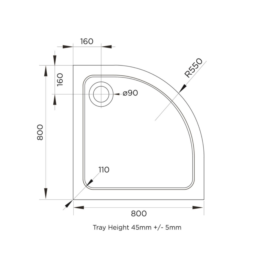 800mm Black 8mm Glass Quadrant Shower Enclosure with Shower Tray - Pavo