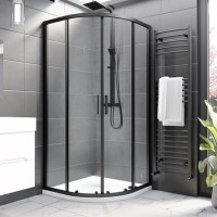 ONLY OPENED - Black 900 Quadrant Shower Enclosure - Pavo ONLY OPENED - Black 900 Quadrant Shower Enclosure - Pavo