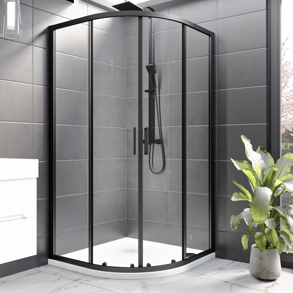 Black Quadrant Shower Enclosure 1000 x 1000mm 8mm Glass Pavo Range
