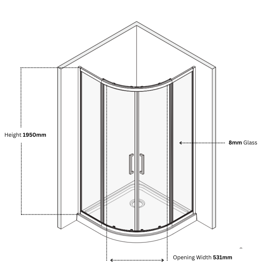 1000mm Black Quadrant Shower Enclosure - Pavo