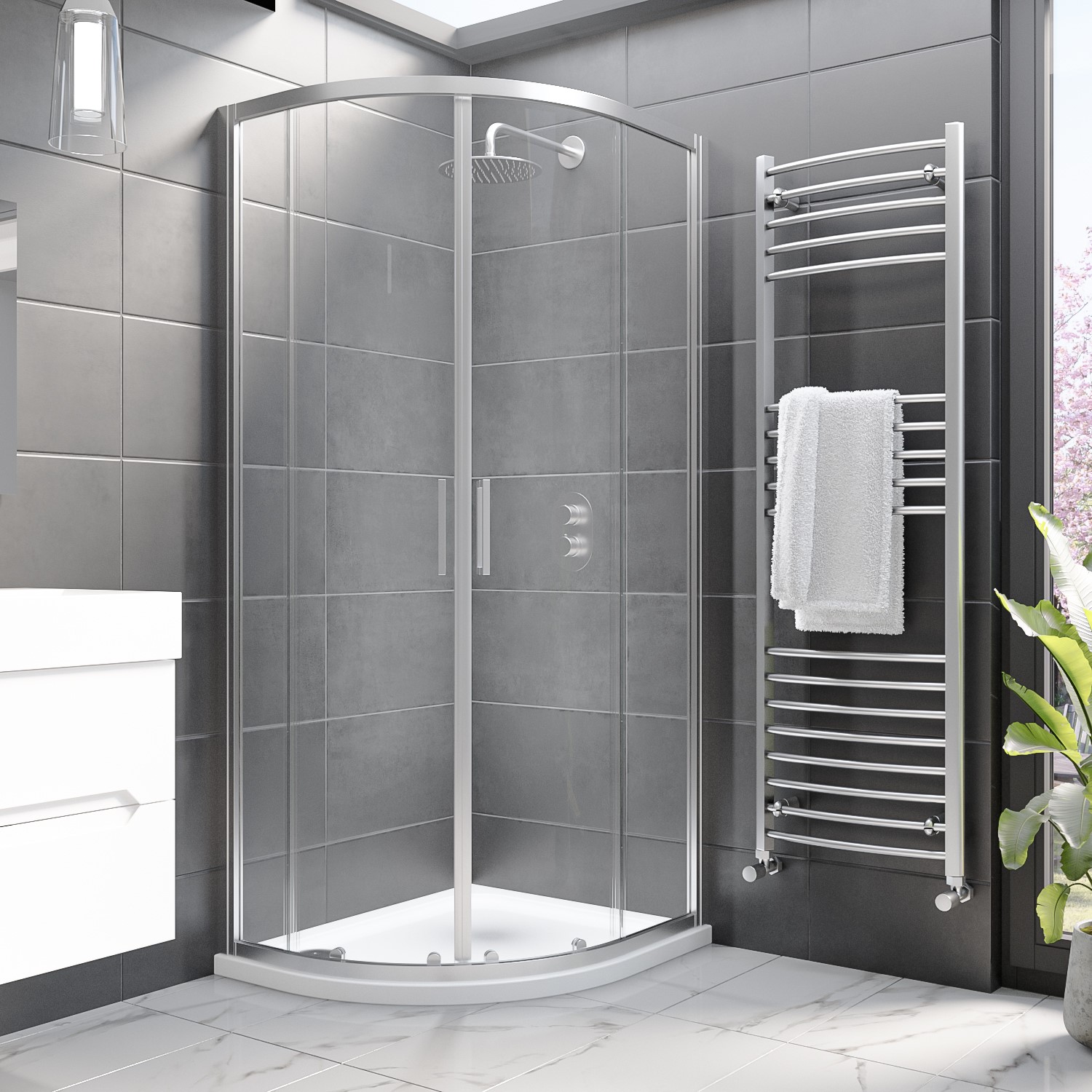 Grade A1 - 900x760mm Offset Quadrant Shower Enclosure - Pavo - Better ...
