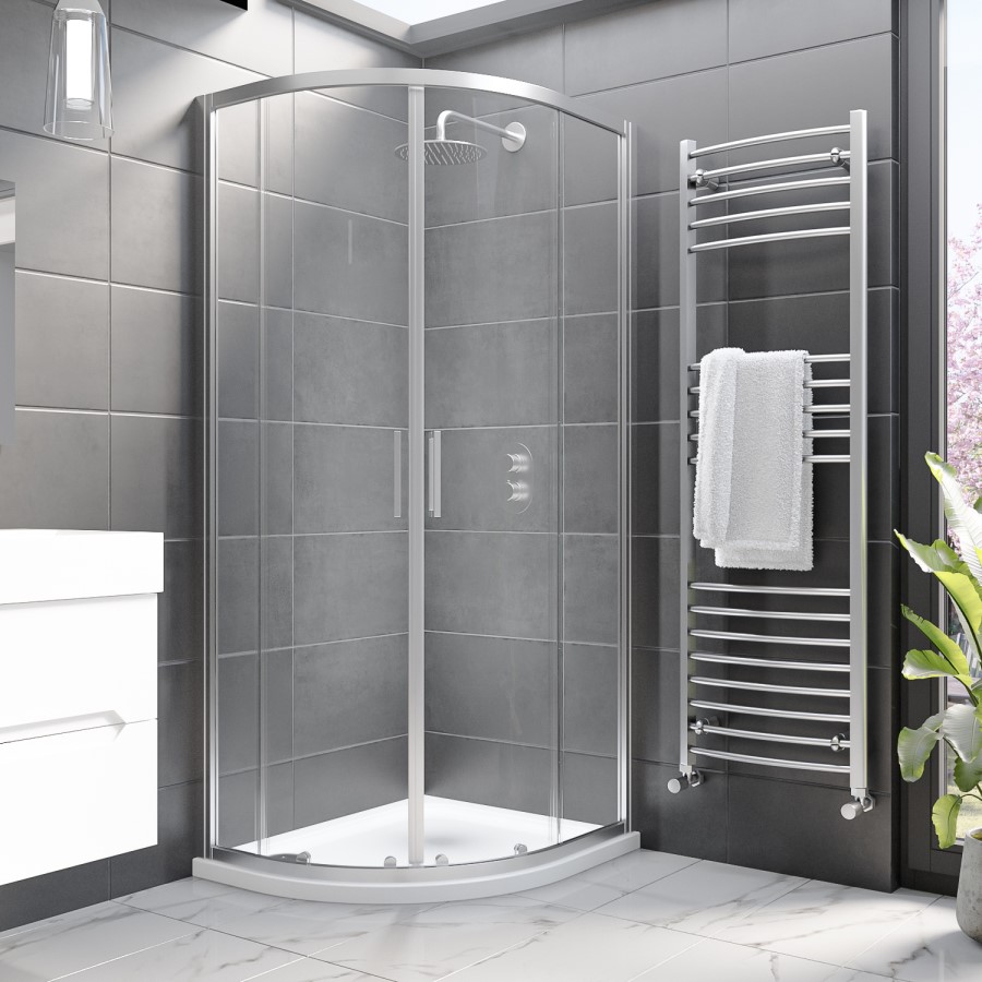 900x760mm Left Hand Offset Quadrant Shower Enclosure with Shower Tray - Pavo