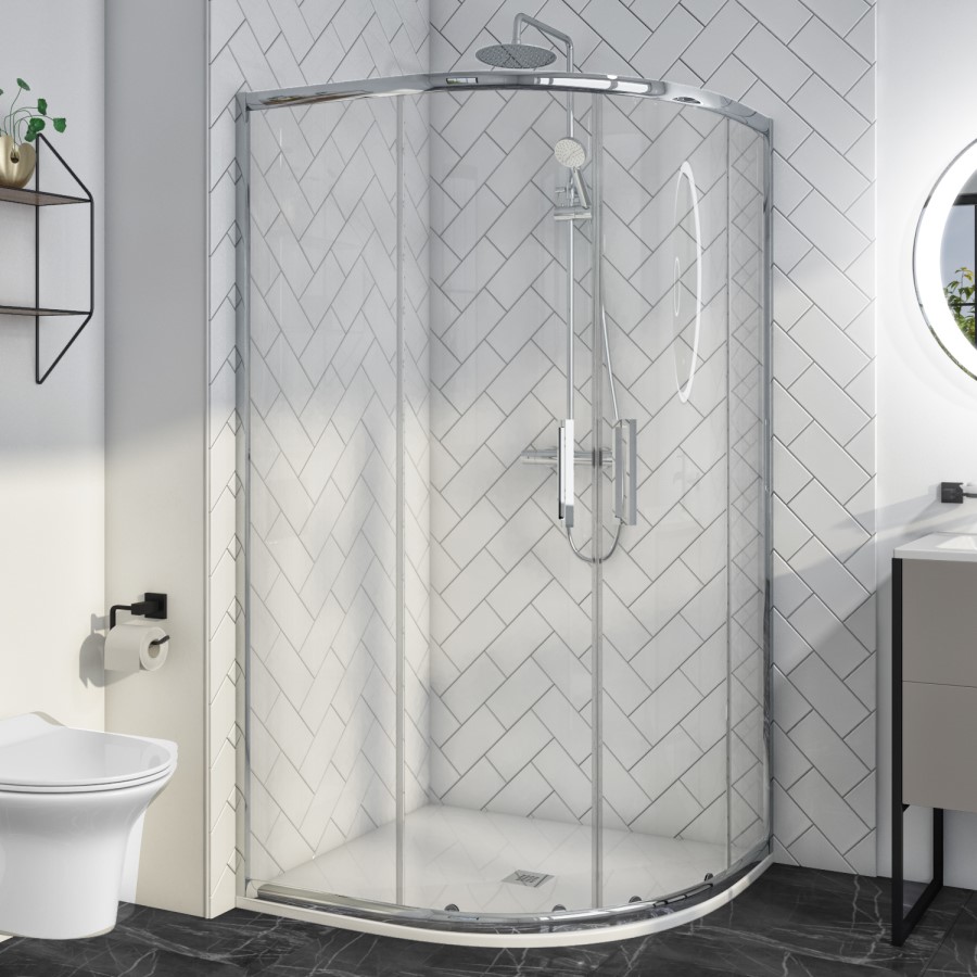 Grade A1 - 1000 x 900 Offset Quadrant Shower Enclosure - Pavo