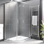 Grade A1 -  Chrome 8mm Glass Offset Quadrant Shower Enclosure 1200x800mm - Pavo