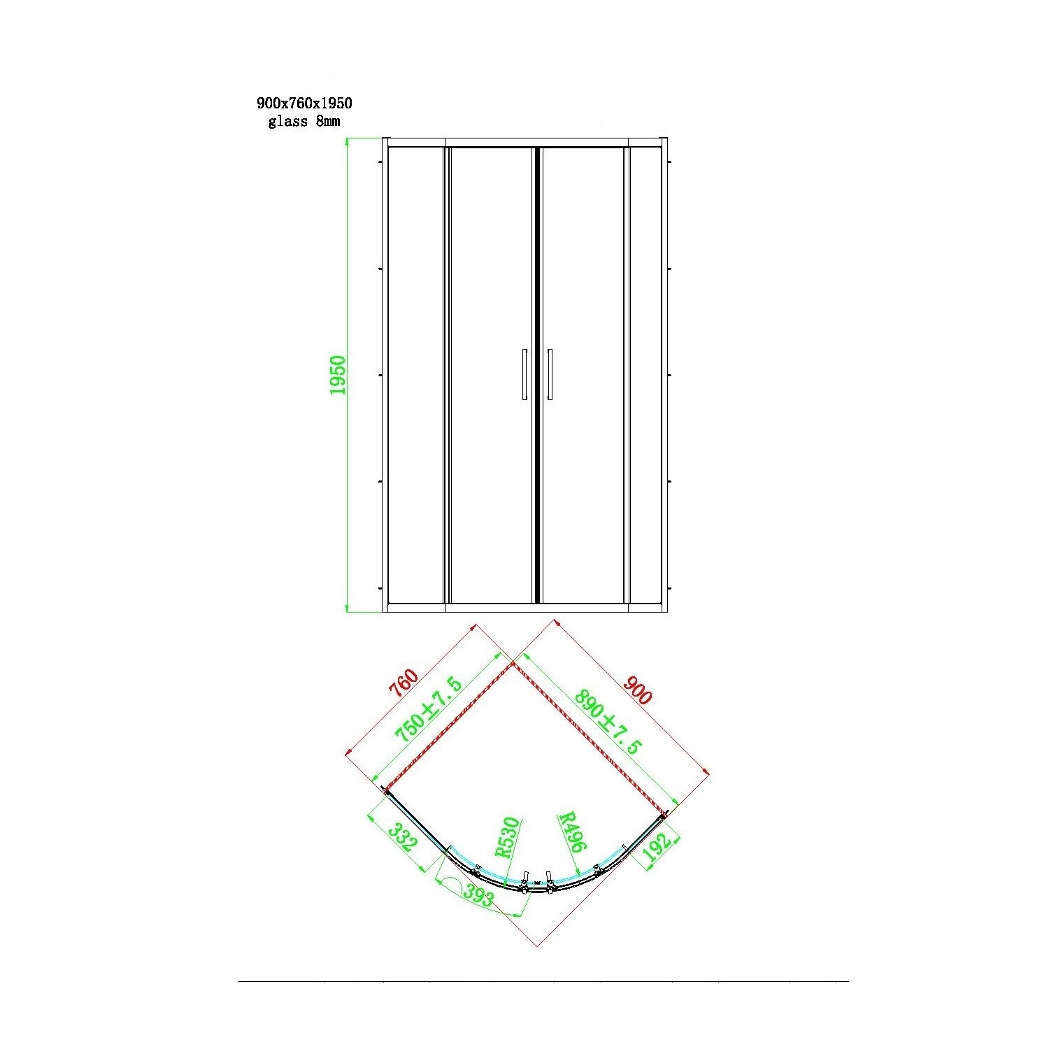 900x760mm Offset Quadrant Shower Enclosure Pavo Better Bathrooms