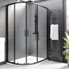 1000x800mm Black Left Hand Offset Quadrant Shower Enclosure With Shower Tray - Pavo