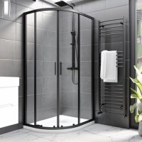 1000x900mm Black Offset Quadrant Shower Enclosure - Pavo